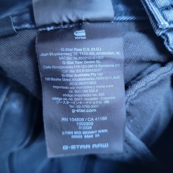 G-STAR Raw jeans. Black. LYNN mid rise. 34" inseam size 6. - Picture 10 of 10